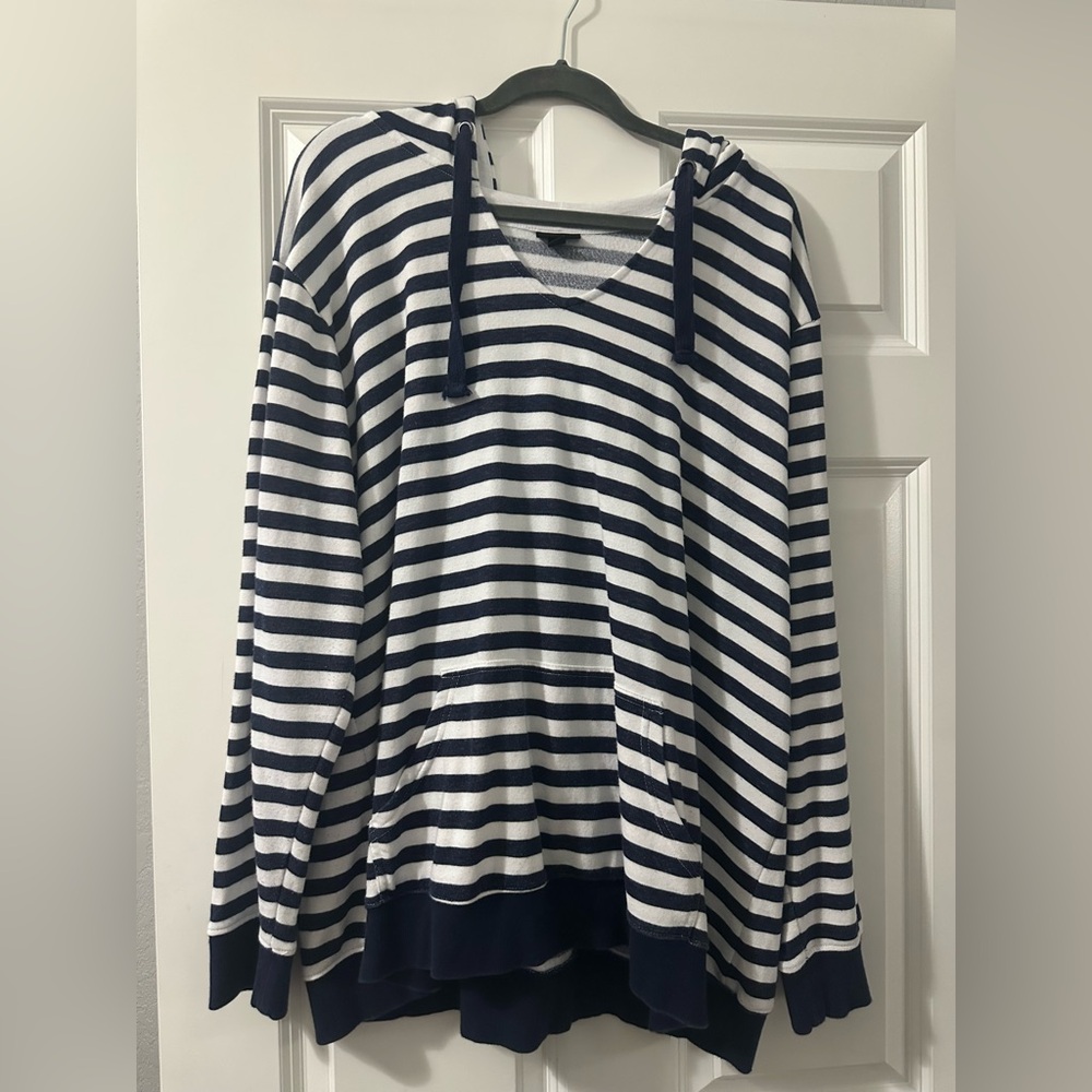 Striped Navy and White Hoodie